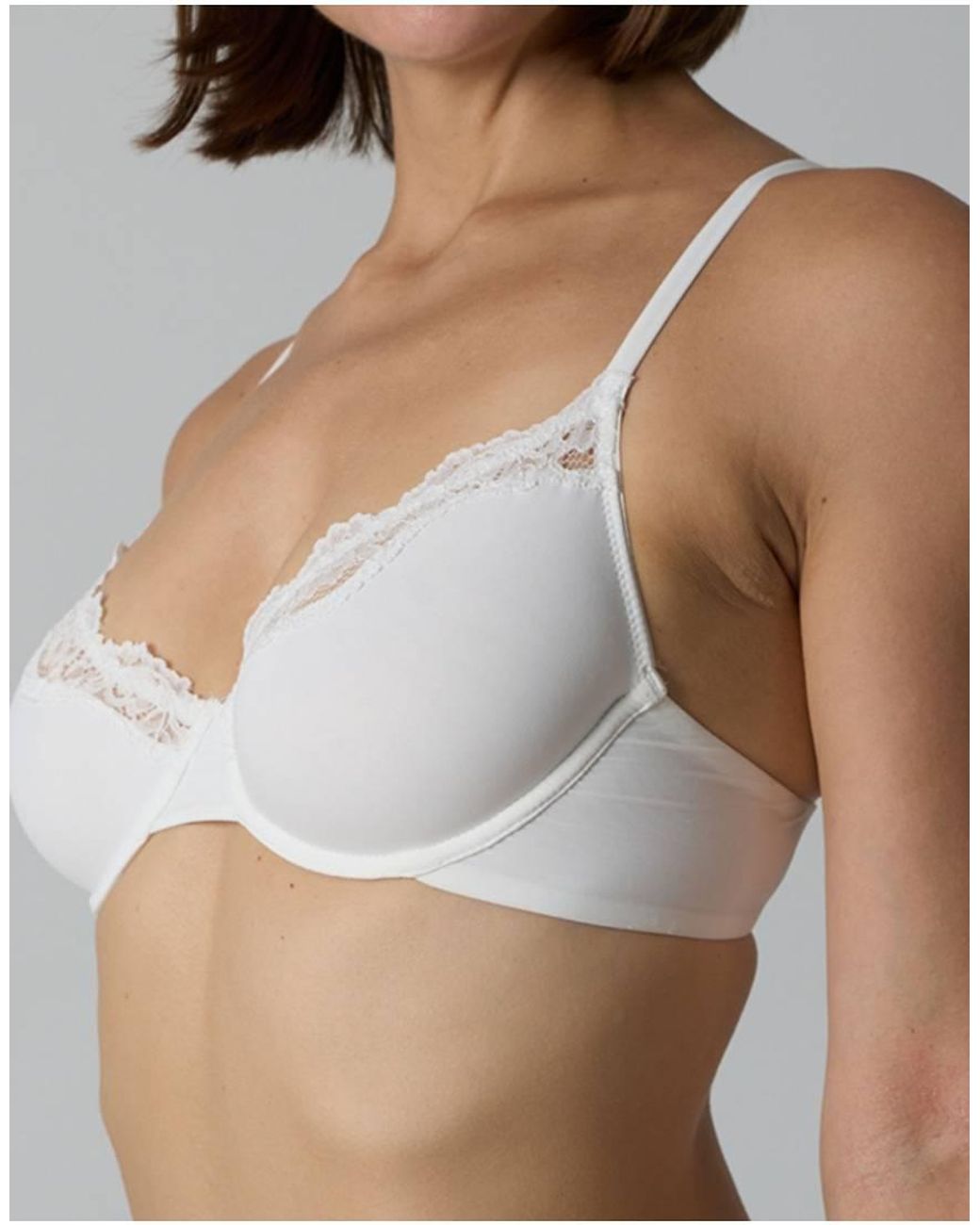 agon® White Lace Trim Underwired Bra