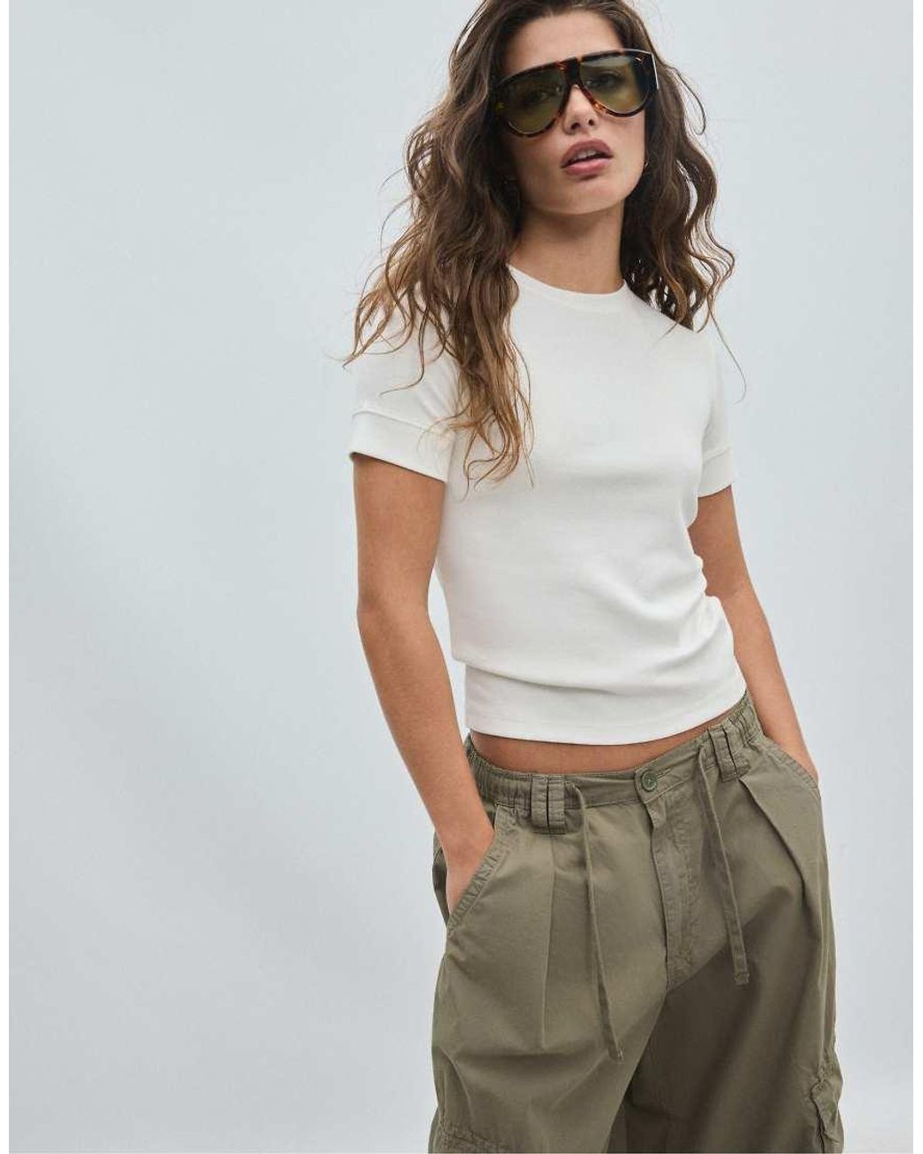 Stradivarius Green Basic Short Sleeve T-shirt