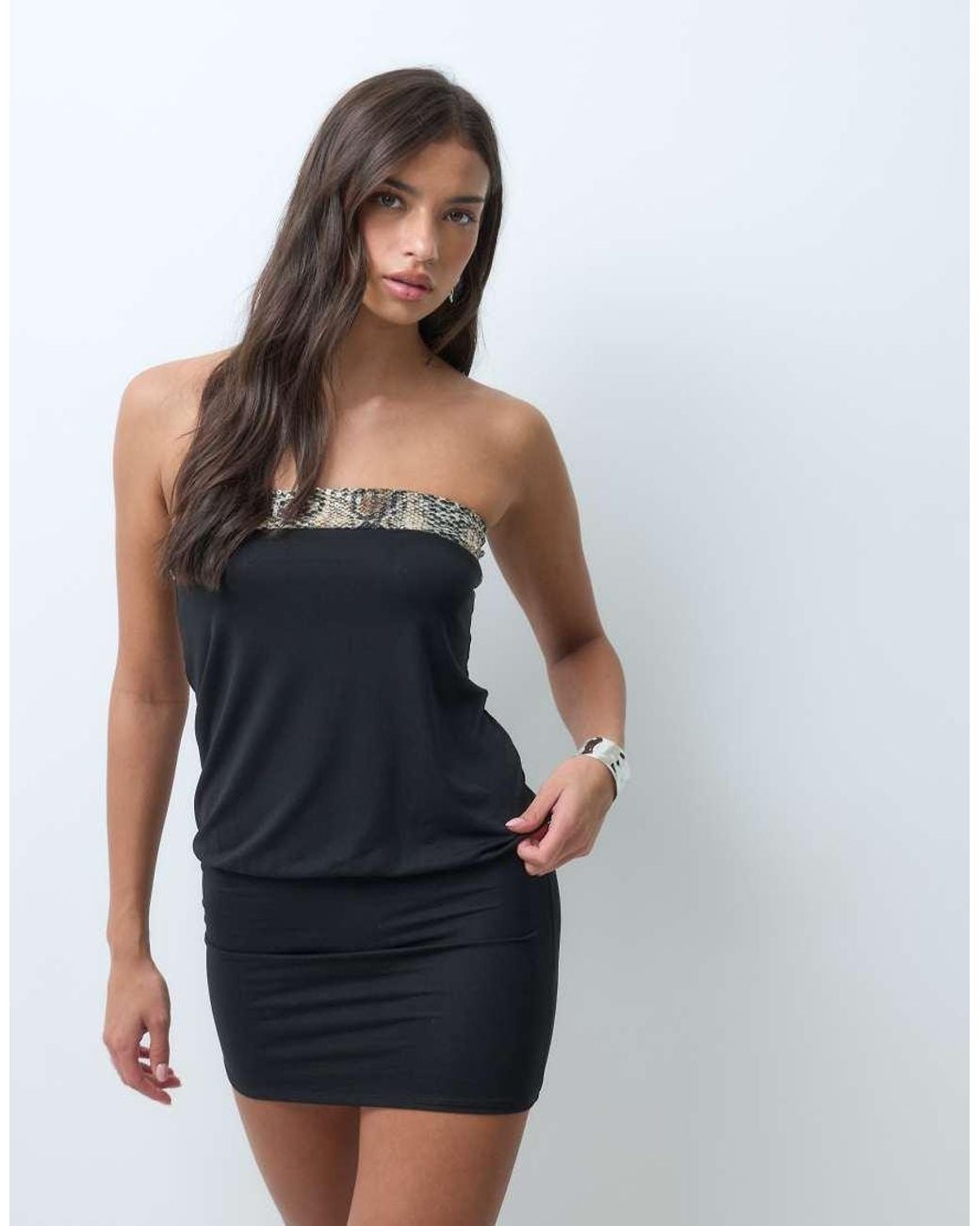 Motel Blue Megan Sequin Snake Trim Mini Dress
