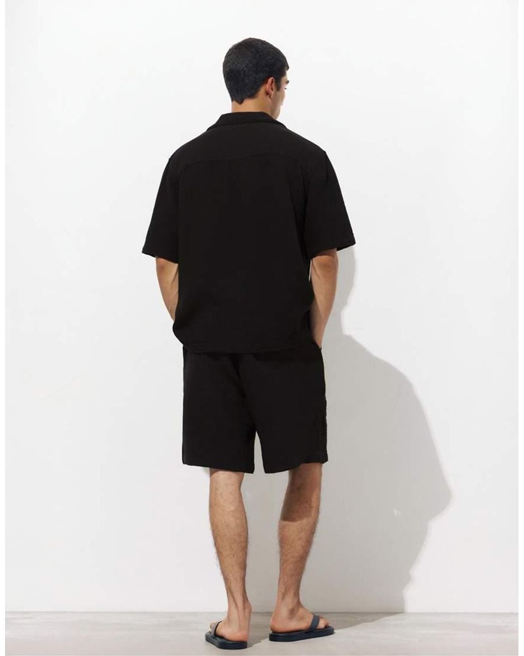 Pull&Bear Black Bermuda Short Sweatpants for men