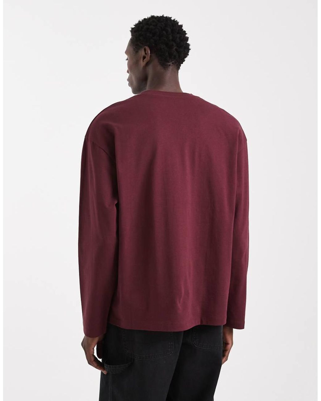 ASOS Red Heavyweight Oversized Long Sleeve T-shirt for men