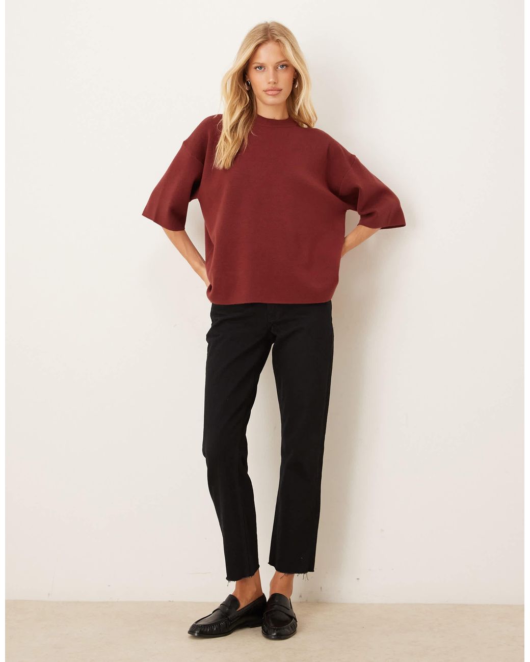 ASOS Red – strukturiertes oversize-t-shirt aus strick
