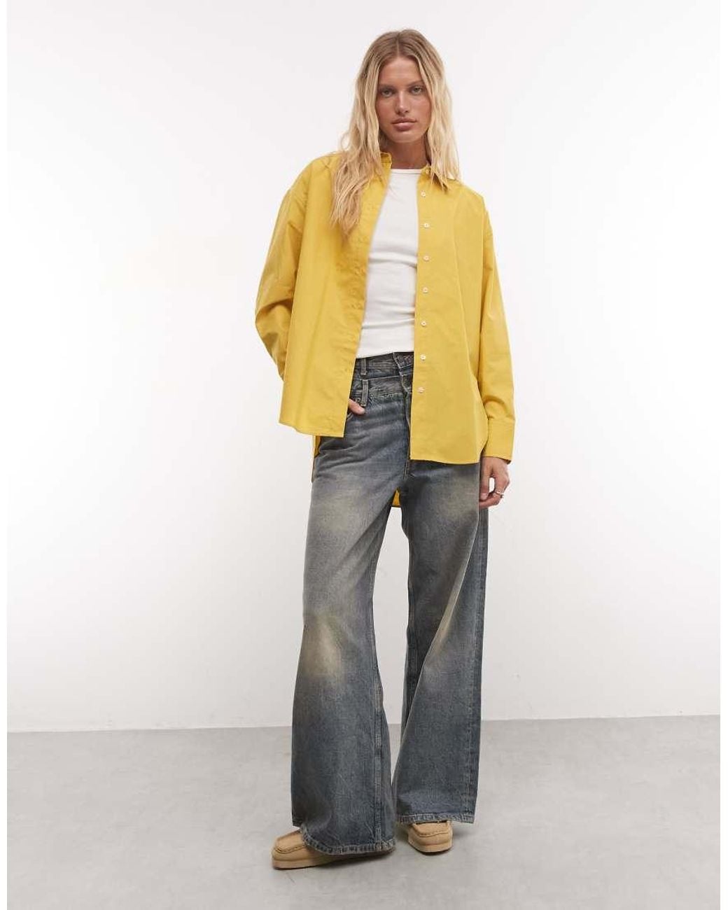 ASOS Metallic Dipped Hem Oversized Shirt
