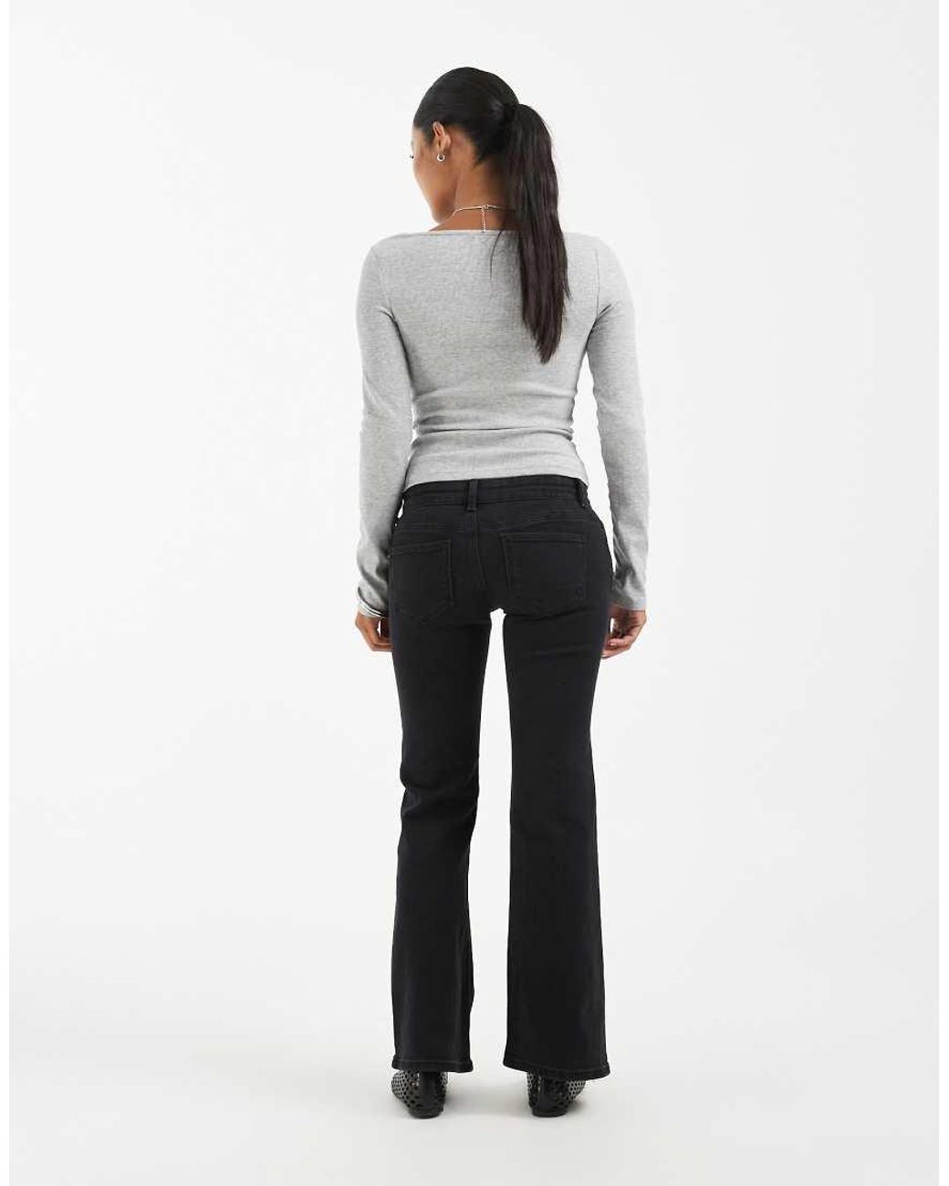 Only Petite White Lola Super Low Waist Flared Jeans
