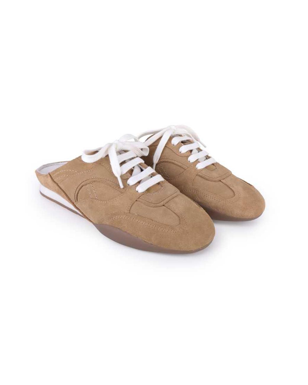 OFF THE HOOK Brown Marlene Suede Lace-Up Backless Sneaker Mules