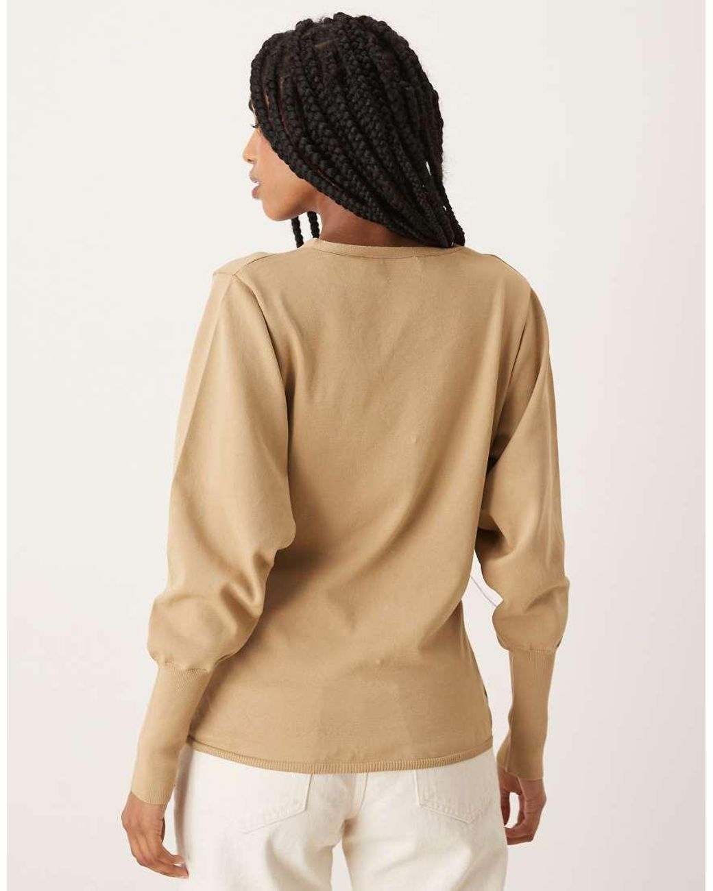 ASOS Natural Blouson Sleeve Structured Cardigan