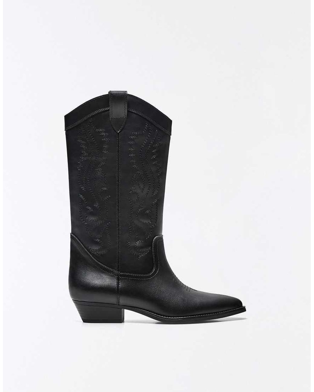 Bershka Black Cowboy Boots