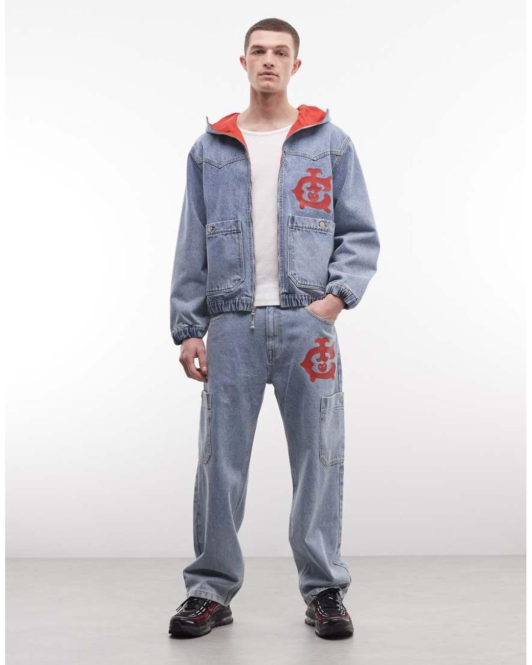 ICECREAM Blue Zip Through Hooded Denim Western Jacket for men
