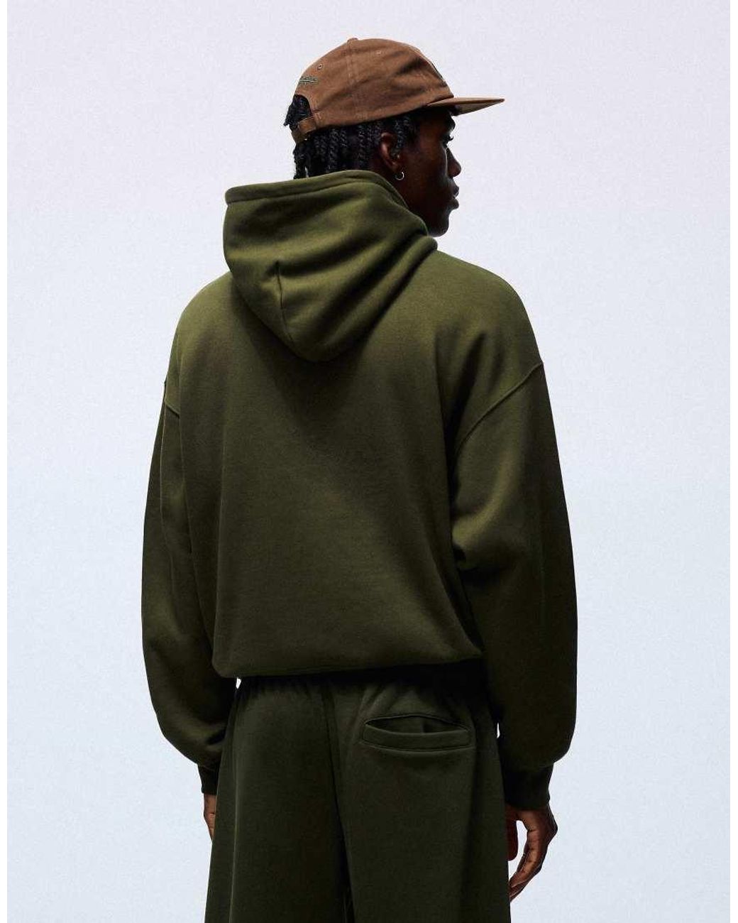 Bershka Green Boxyhoodie for men