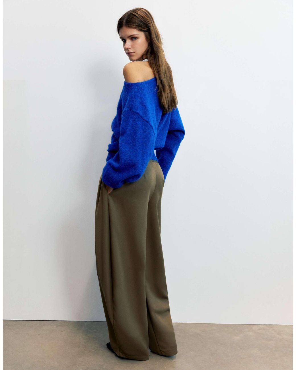 Pull&Bear Blue Regular fit pullover mit u-boot-ausschnitt