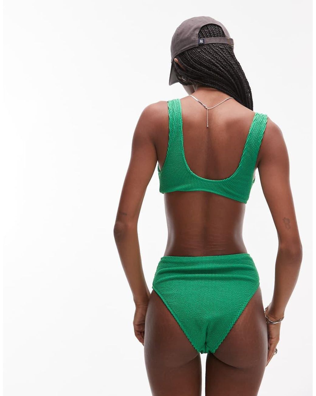 TOPSHOP Green Santorini High Waisted Brief Bikini Bottoms