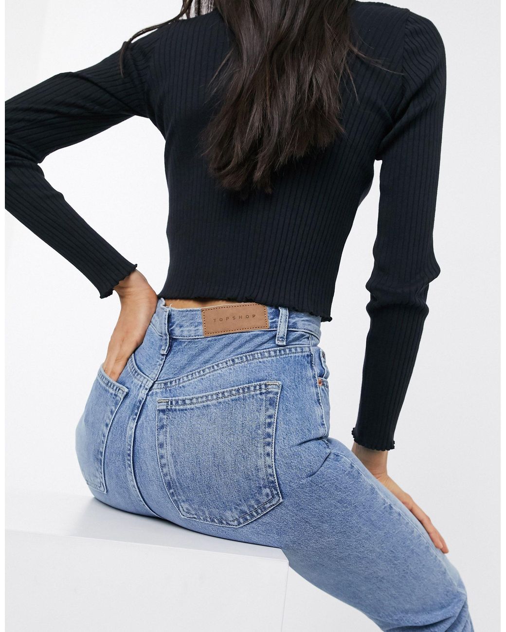TOPSHOP Editor Straight Leg Jeans in Blue | Lyst