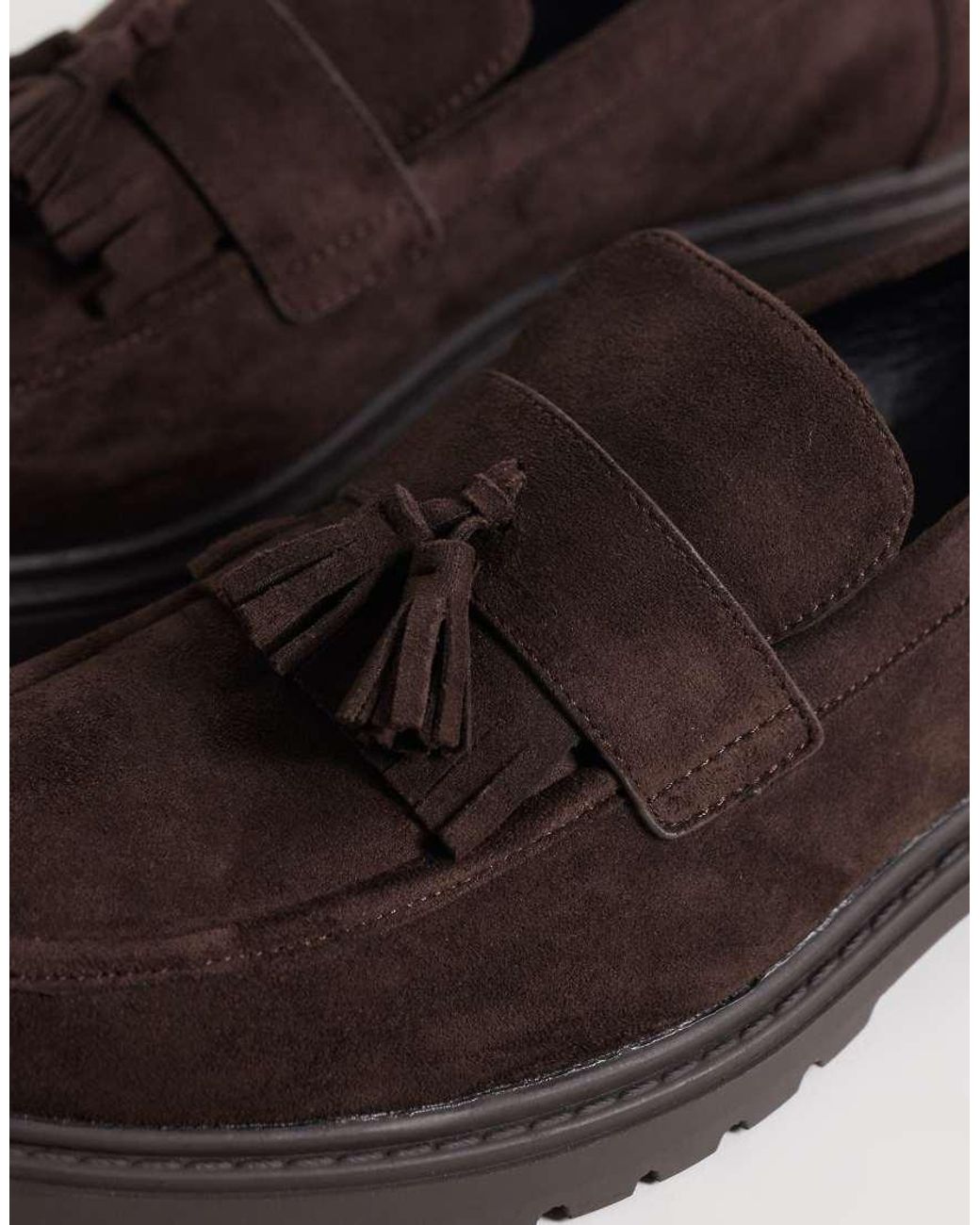 SEQWL Brown Pier Faux Suede Chunky Tassel Loafers for men