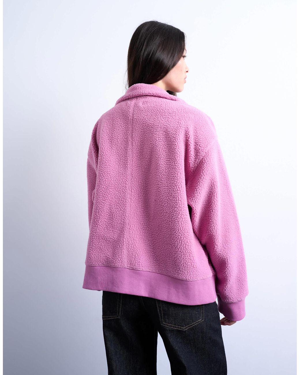 TOPSHOP Pink Borg Funnel Zip Through