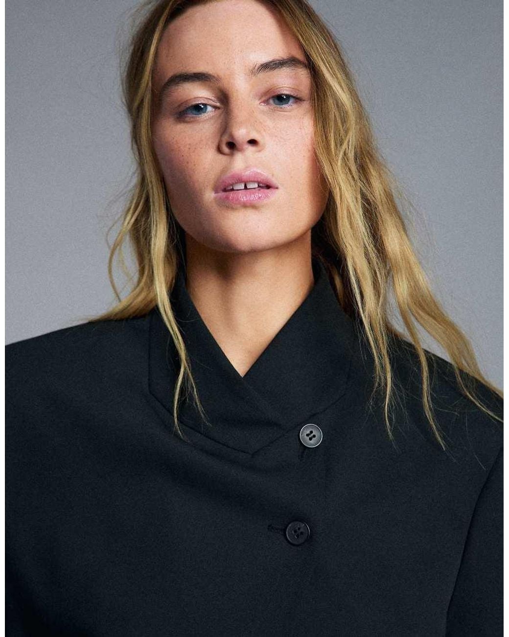 Bershka Blue Double-breasted Button-up Blazer