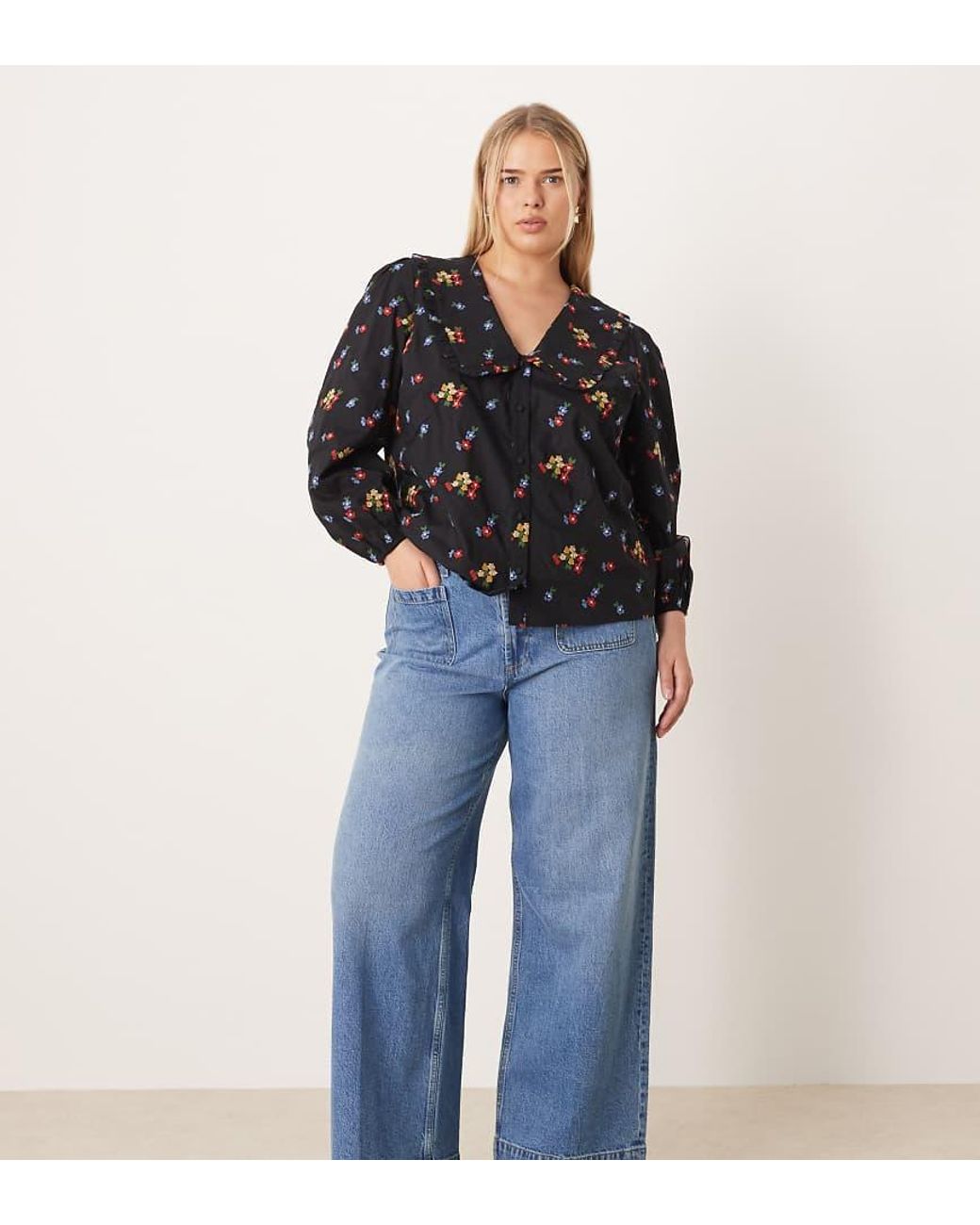 ASOS Asos Design Curve High Waist Wide Leg Jeans With Front Pockets in ...