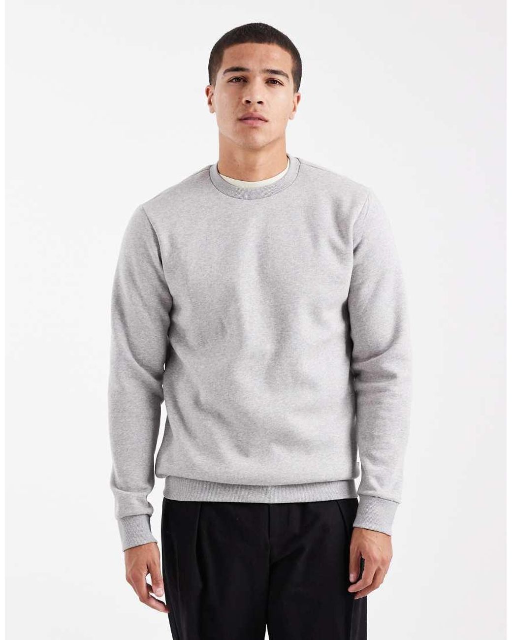 Only & Sons White Crew Neck Sweat for men