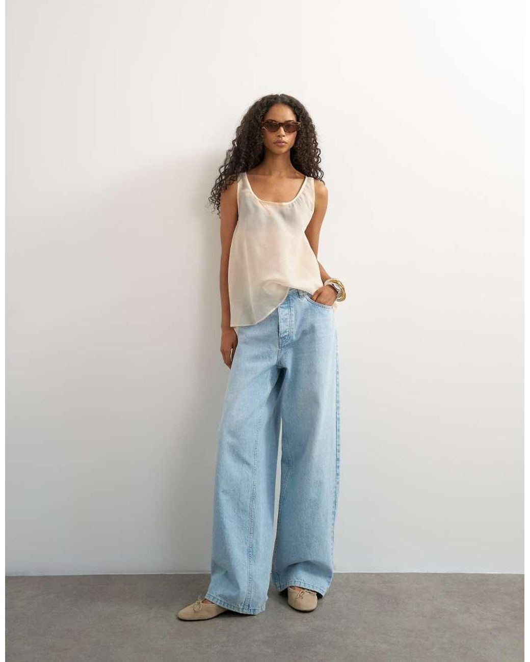 TOPSHOP White Sleeveless Organza Scoop Vest