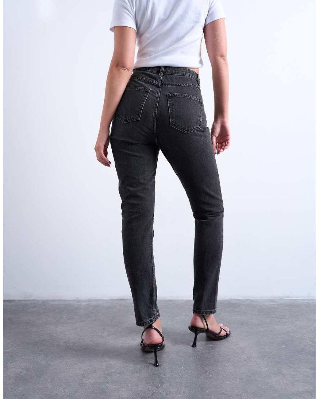 Topshop Hourglass Black Original High Rise Mom Jean