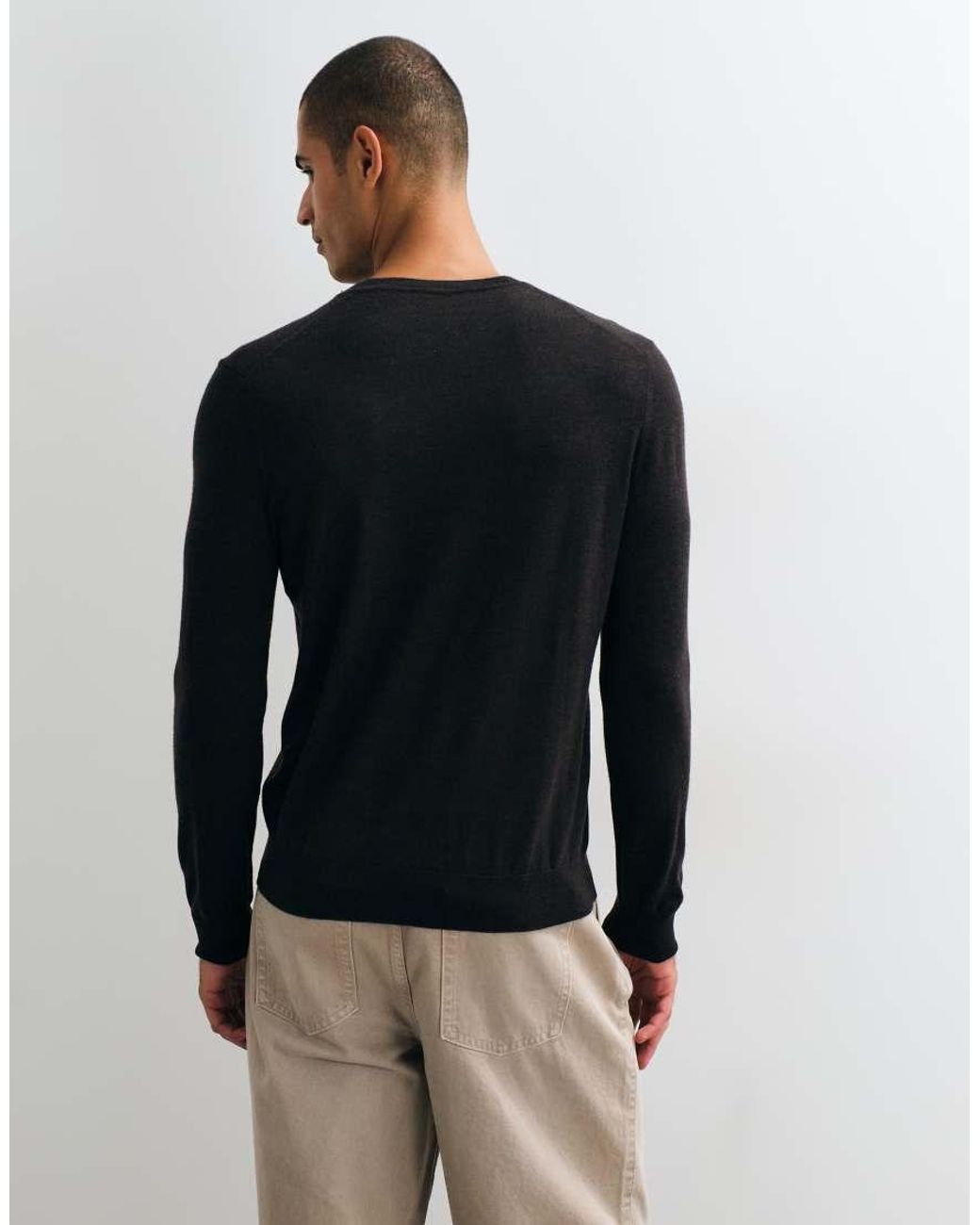 Mango Black Wool Look Sweater for men