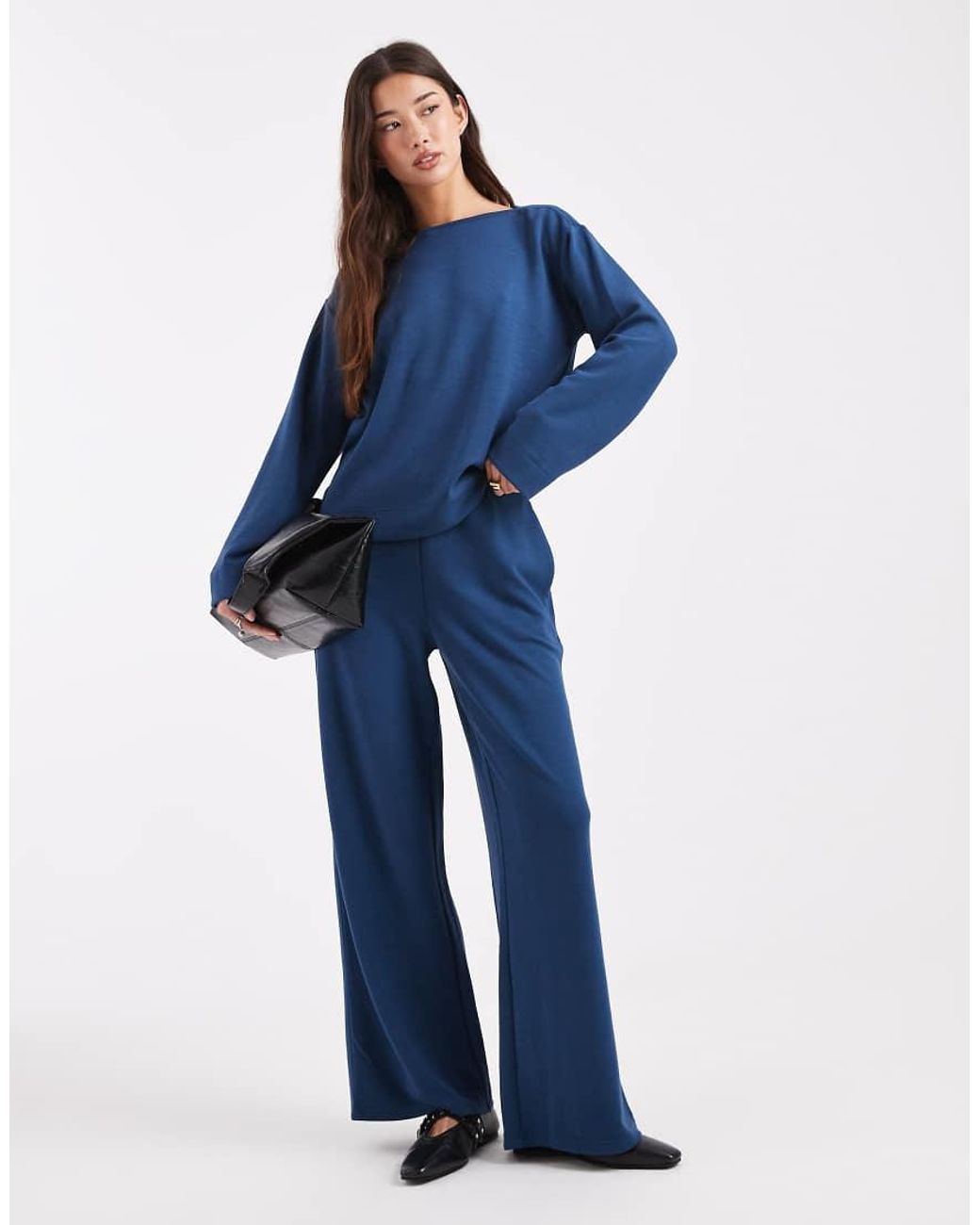 Vero Moda Blue Soft Jersey Boat Neck Sweatshirt Co-ord