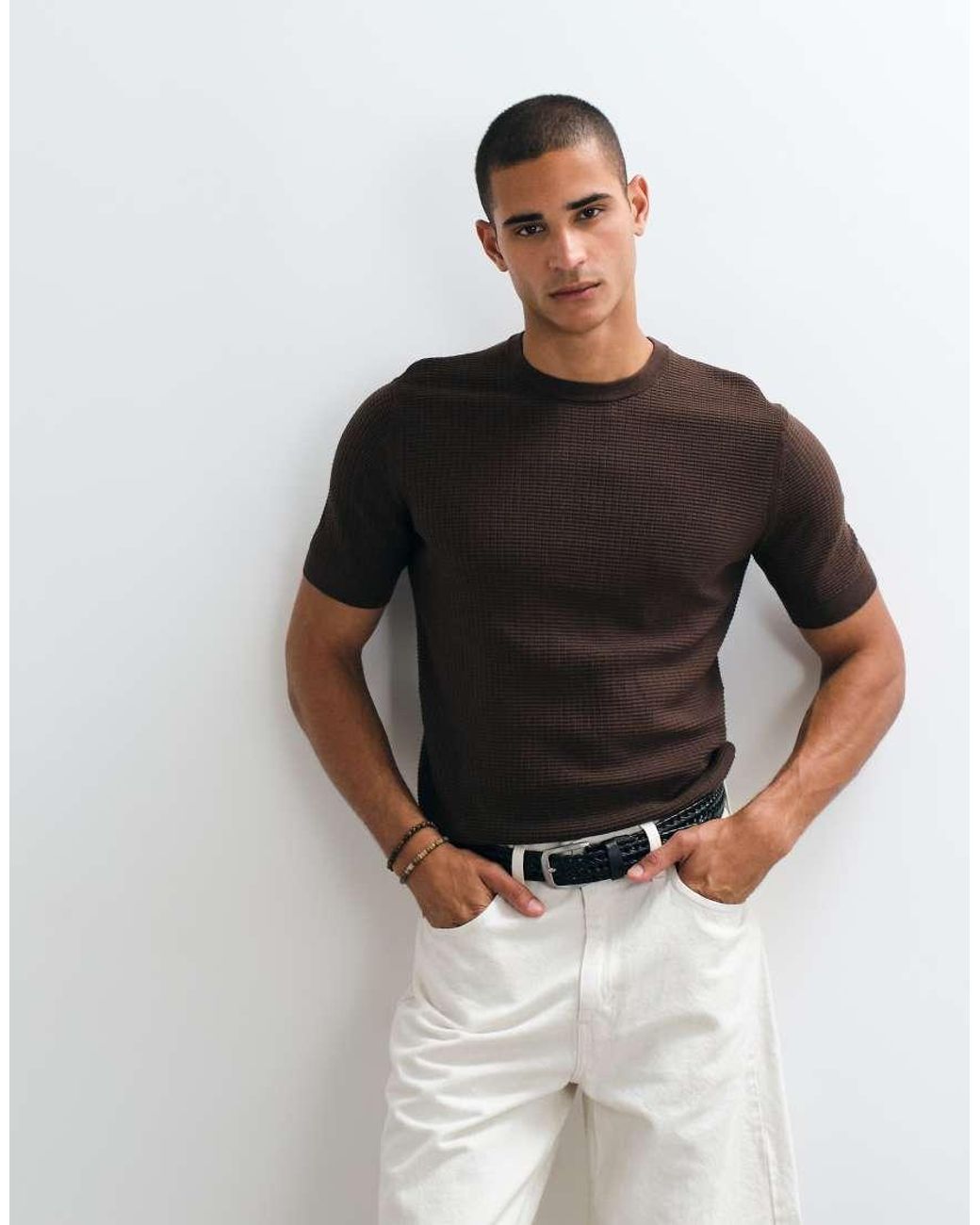 Mango Brown Relaxed T-shirt for men