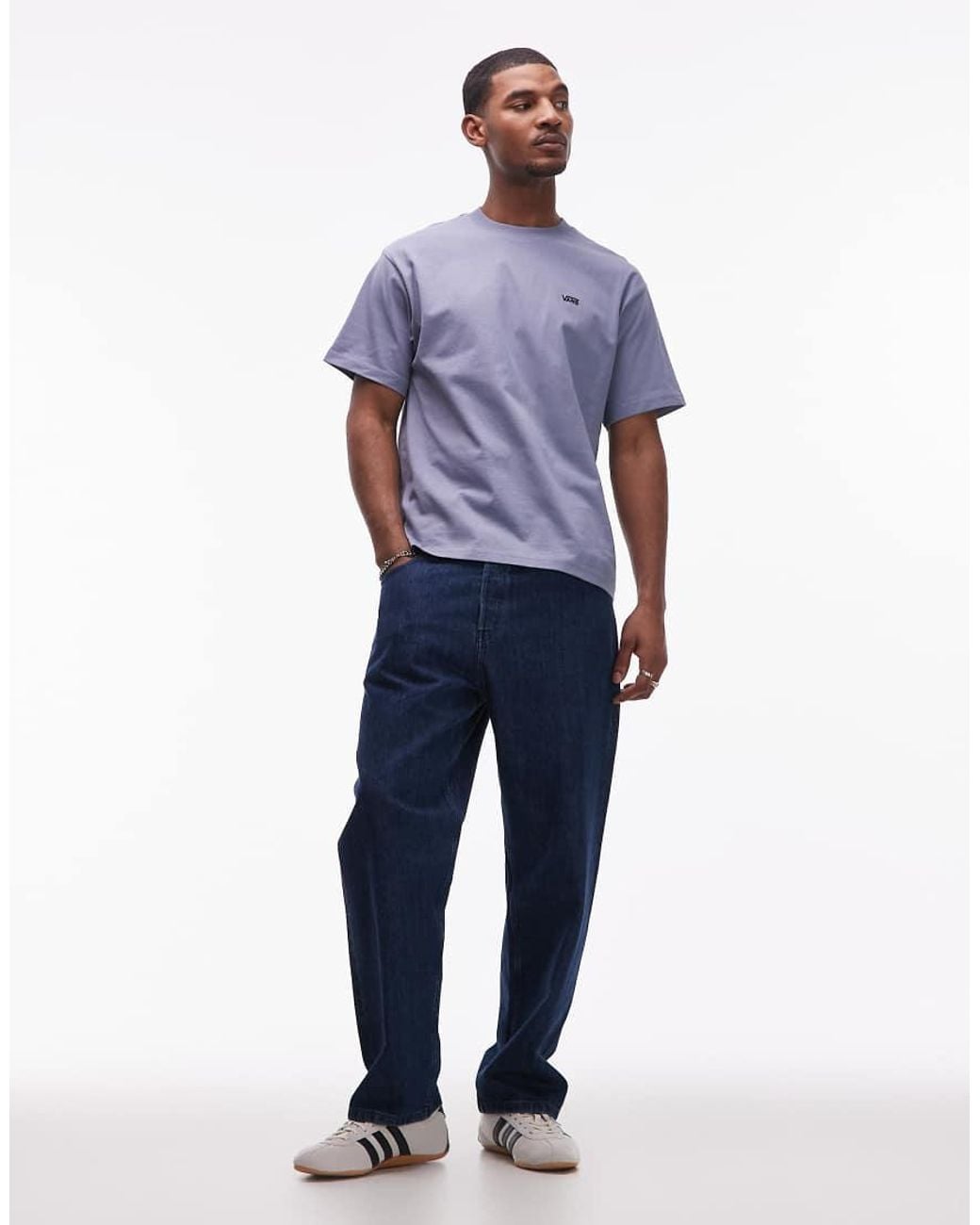 Vans Blue Left Chest Logo Oversized T-shirt for men