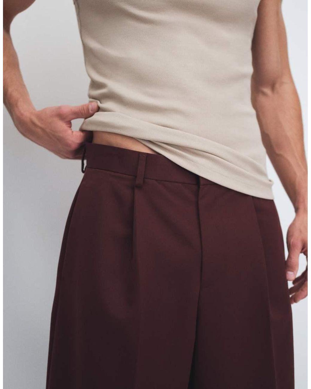 ASOS White Tailo Pleated Oversized Bermuda Shorts for men