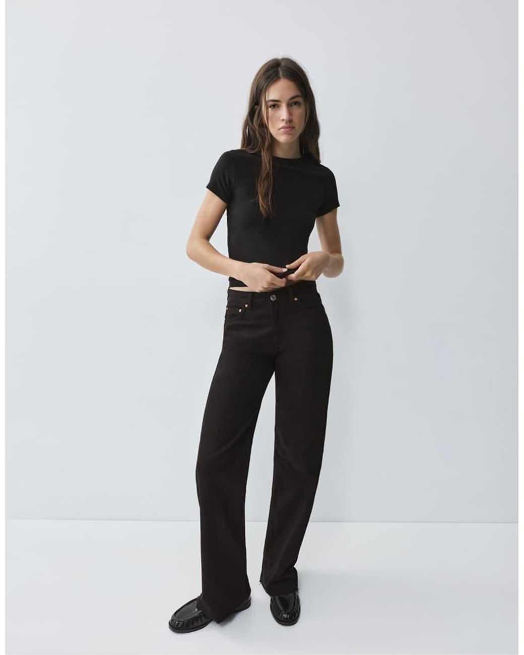 Pull&Bear Black Fitted Short Sleeve T-Shirt