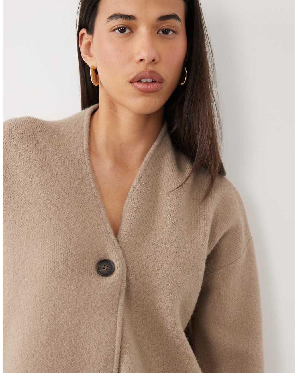 Pretty Lavish Natural Knit Wrap Pocket Detail Cardigan