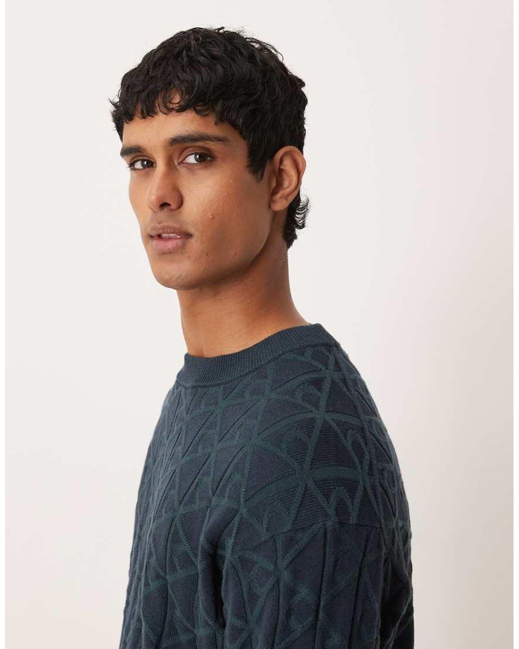 Calvin Klein Blue Monogram Crew Neck Jumper for men