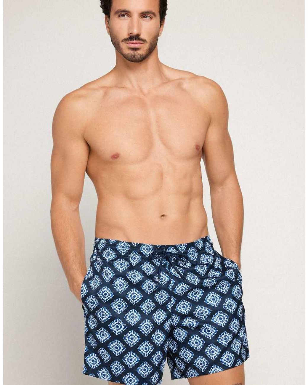 Tezenis Blue Printed Swimming Shorts for men