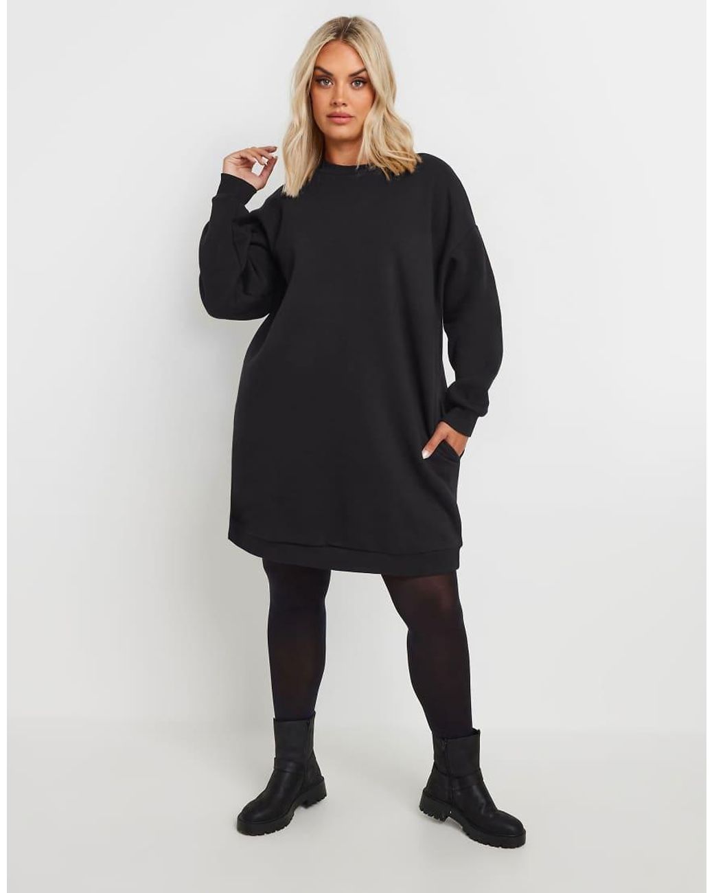 Yours Clothing Black Sweatshirt Dress