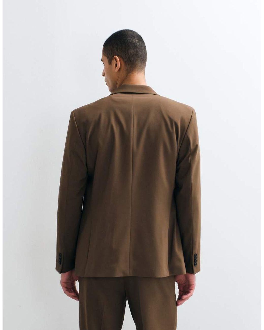 ASOS Brown Regular Double Breasted Suit Blazer for men