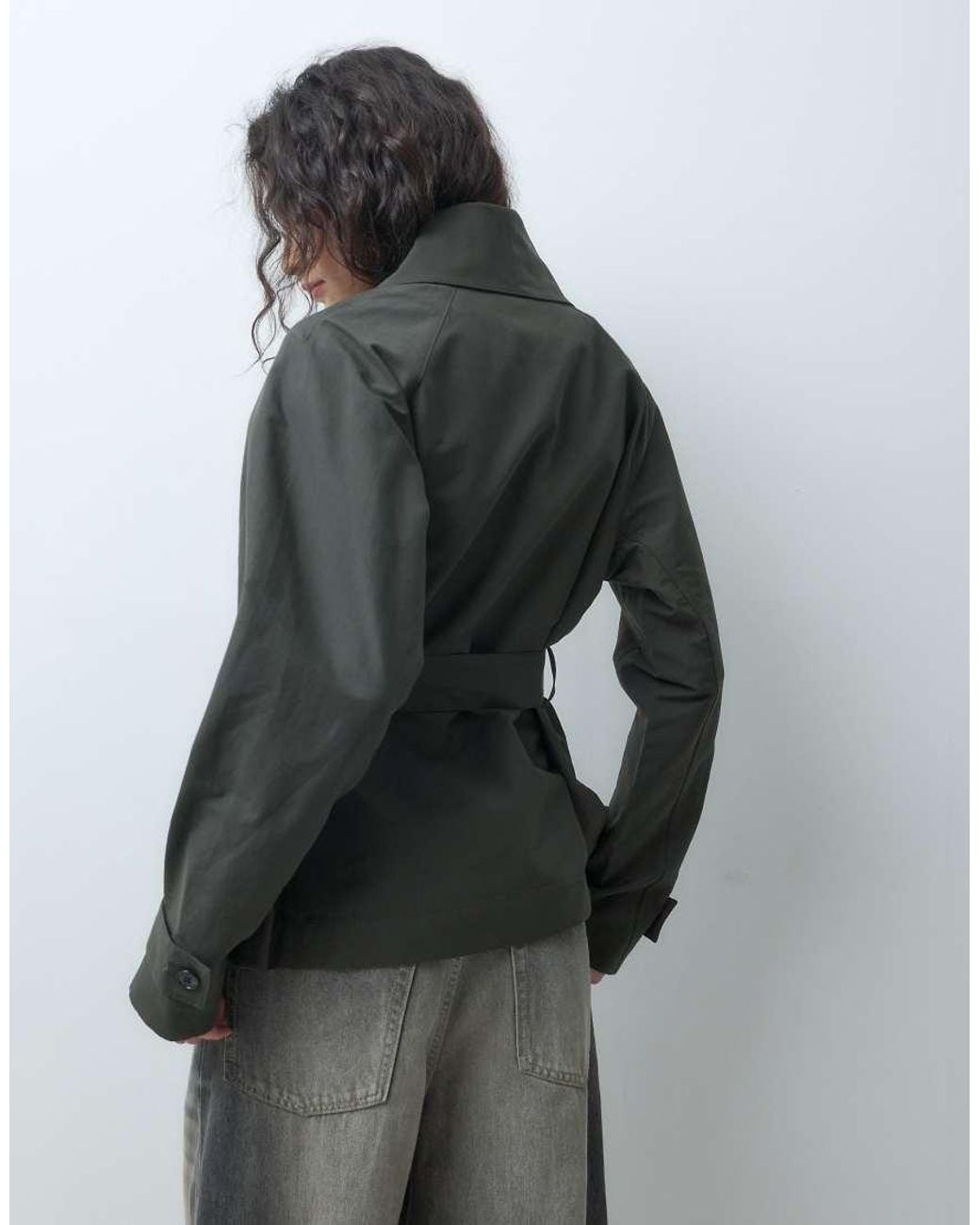 ARKET Gray Shawl Collar Wrap Jacket