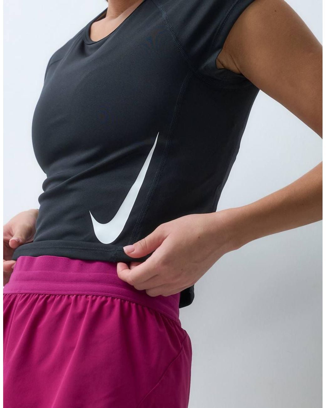 Nike Black Tempo Swoosh Dri-fit Short Sleeve Top