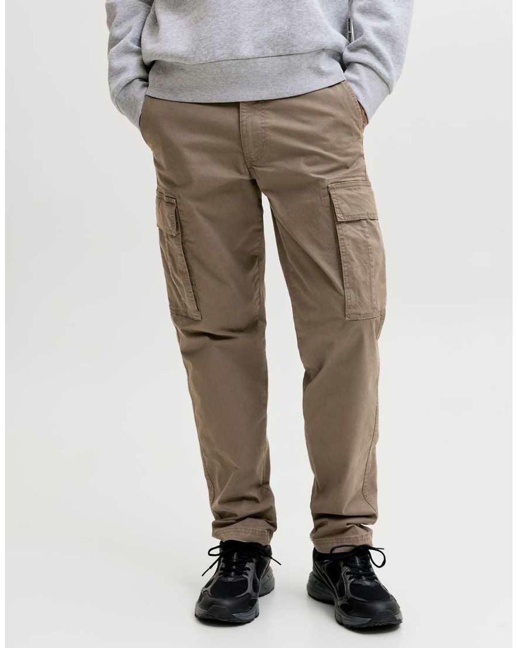 Jack & Jones Natural Kane Mid Waist Relaxed Fit Cargo Trousers for men
