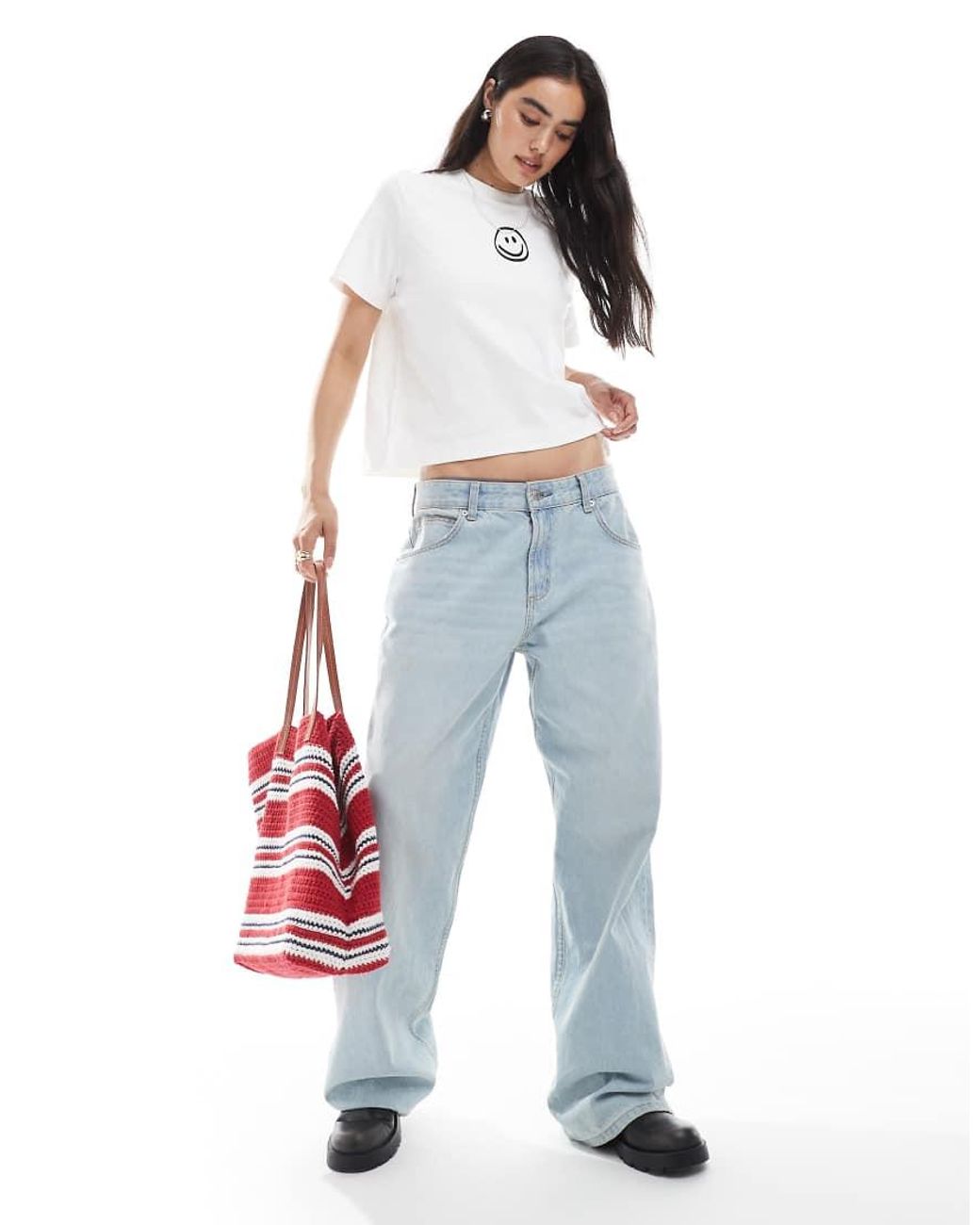 Vero Moda White Boxy Tee With Smile Face Graphic