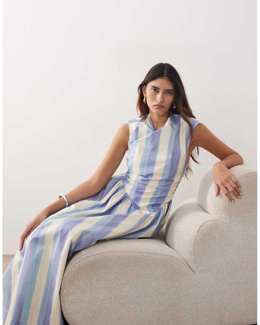 ARRANGE Blue Wrap Drop Waist Maxi Dress