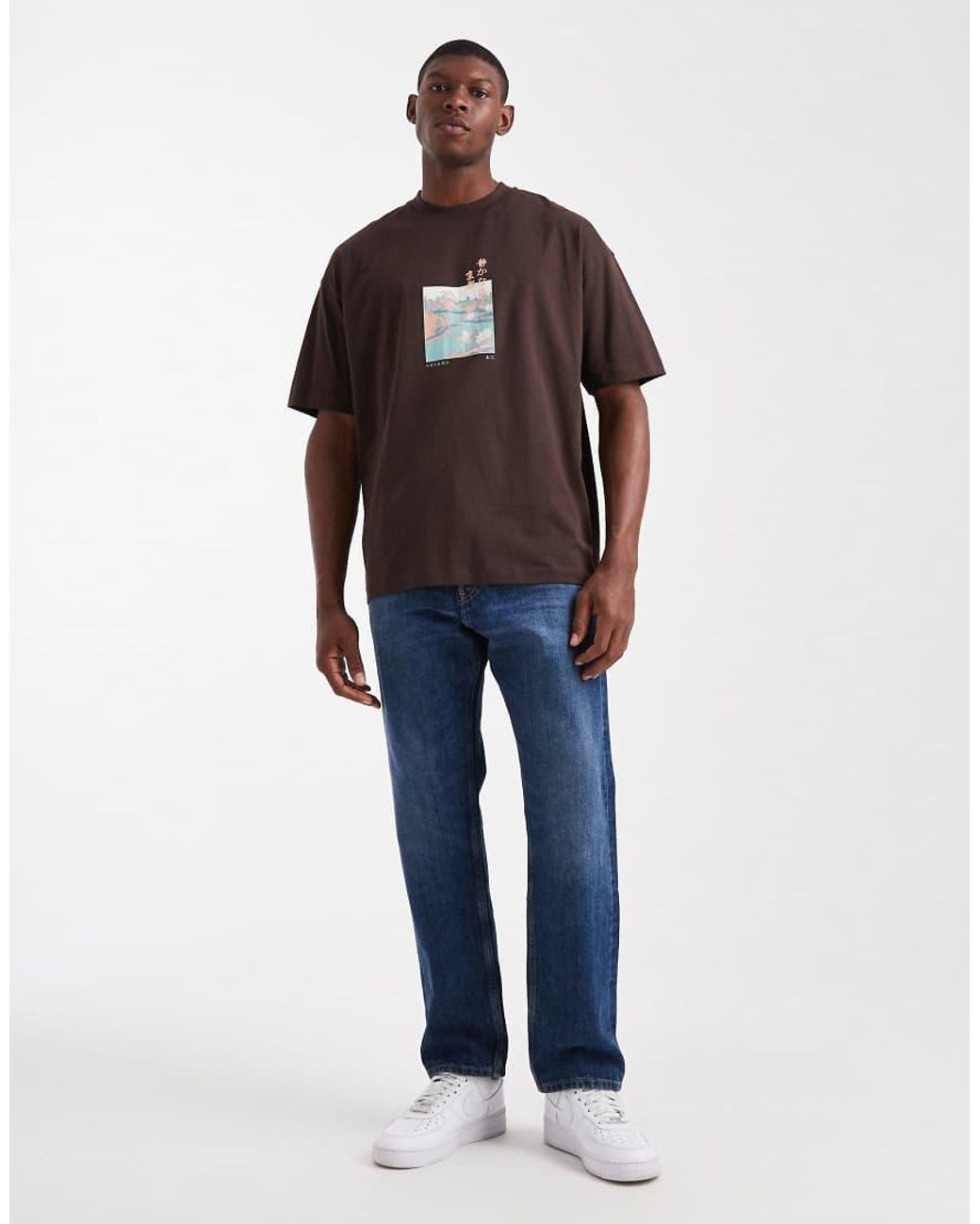 ASOS Brown Oversized T-shirt With Scenic Graphic for men