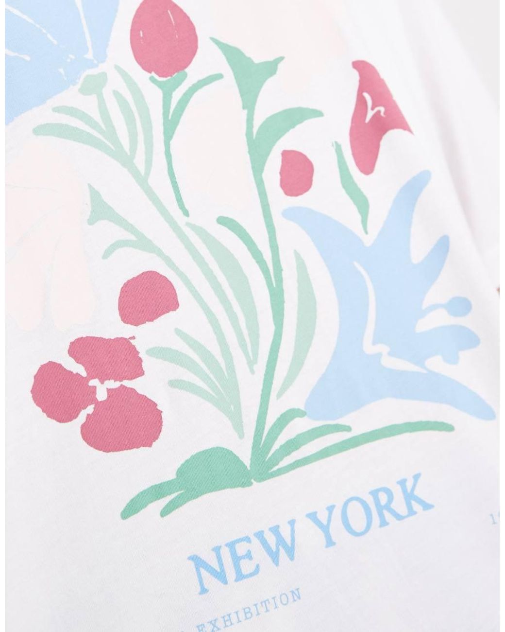 ONLY White Oversized T-shirt With Flower Market Graphic
