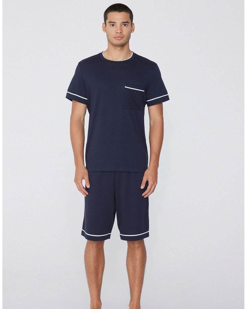 Tezenis Blue Short Pyjamas With Pocket for men