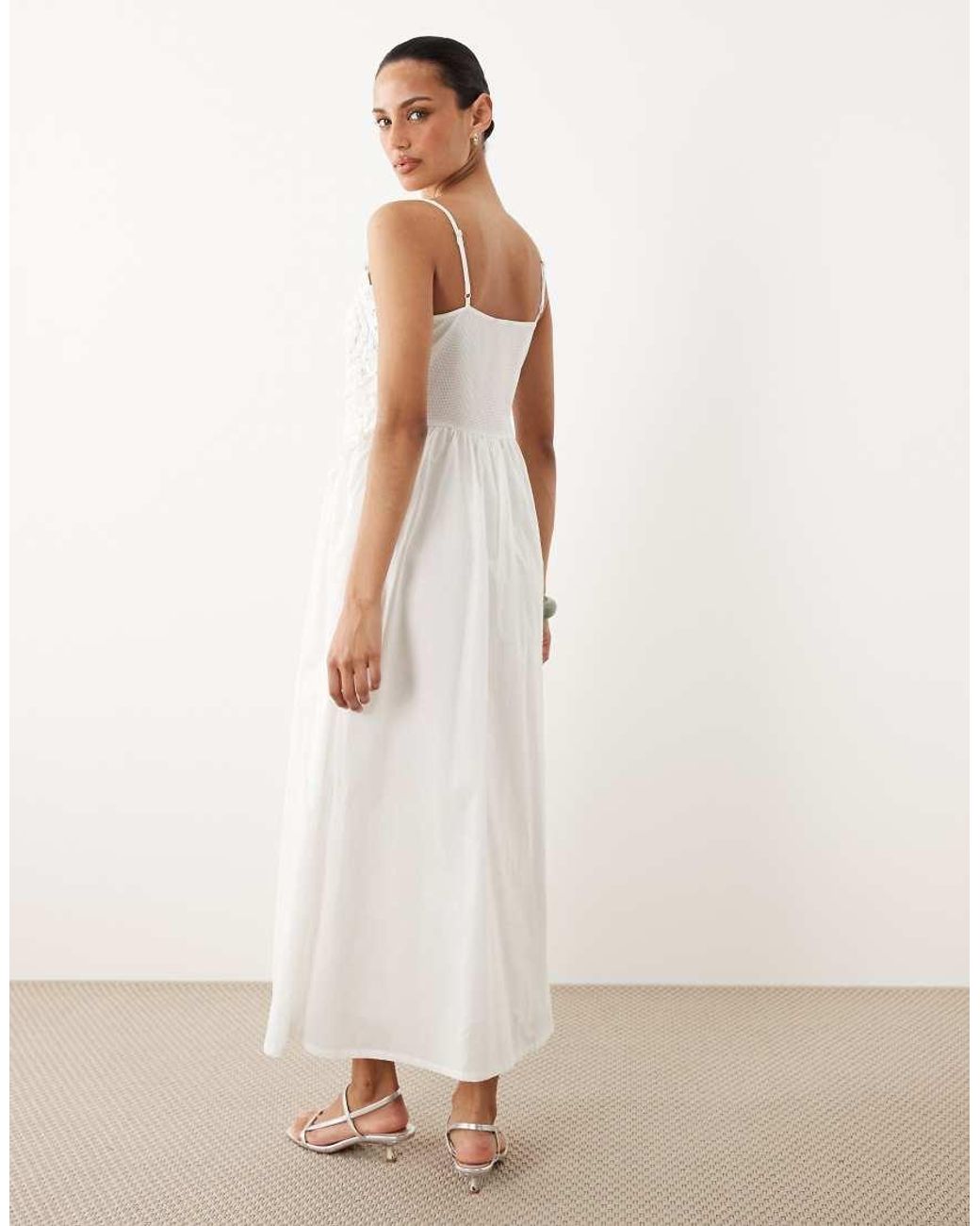 River Island White Patchwork Lace Midi Dress
