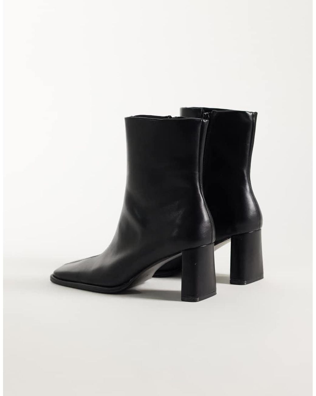 ASOS Black Romeo Square Toe Heeled Ankle Boots
