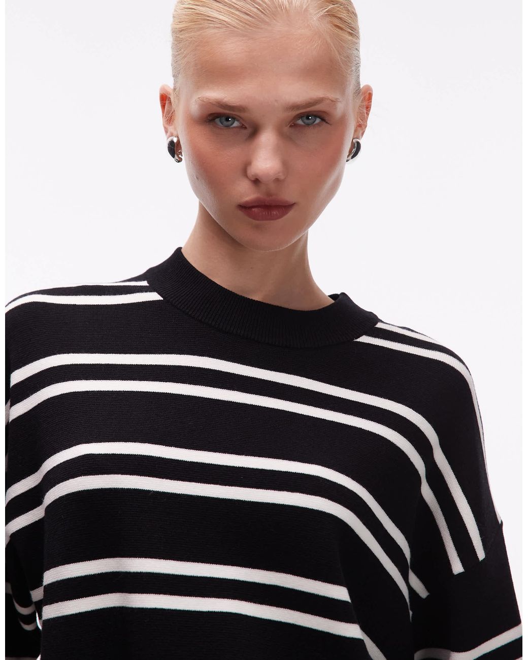 ASOS Blue – kompaktes, strukturiertes oversize-t-shirt aus strick