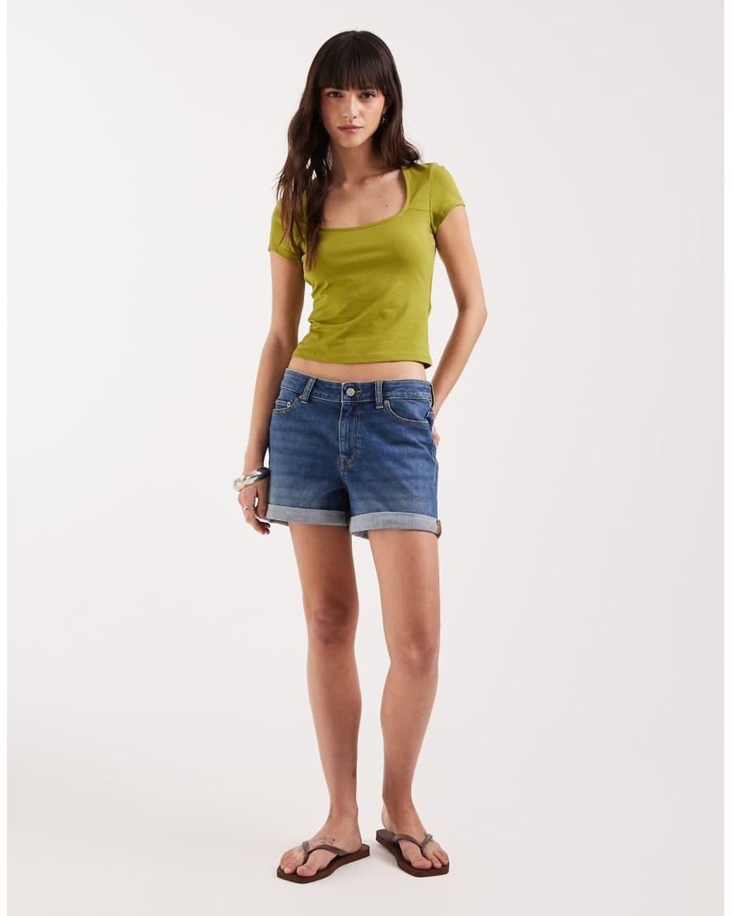 JJXX Blue Nice Rolled Denim Shorts