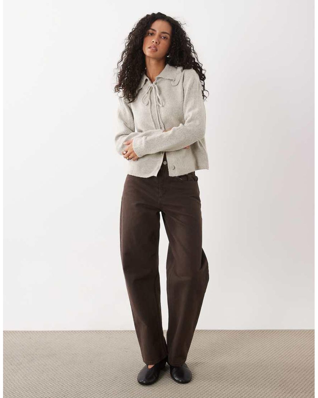 Wednesday's Girl Gray Wednesdays Girl Ruffle Collared Cardigan