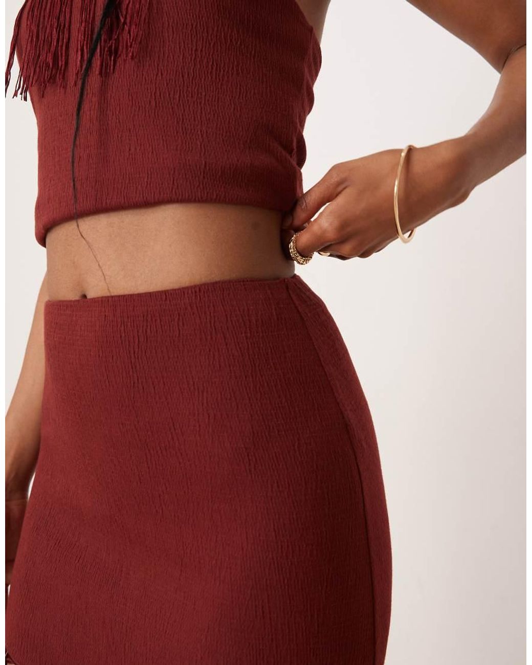 ASOS Red Fringed Hem Mini Skirt