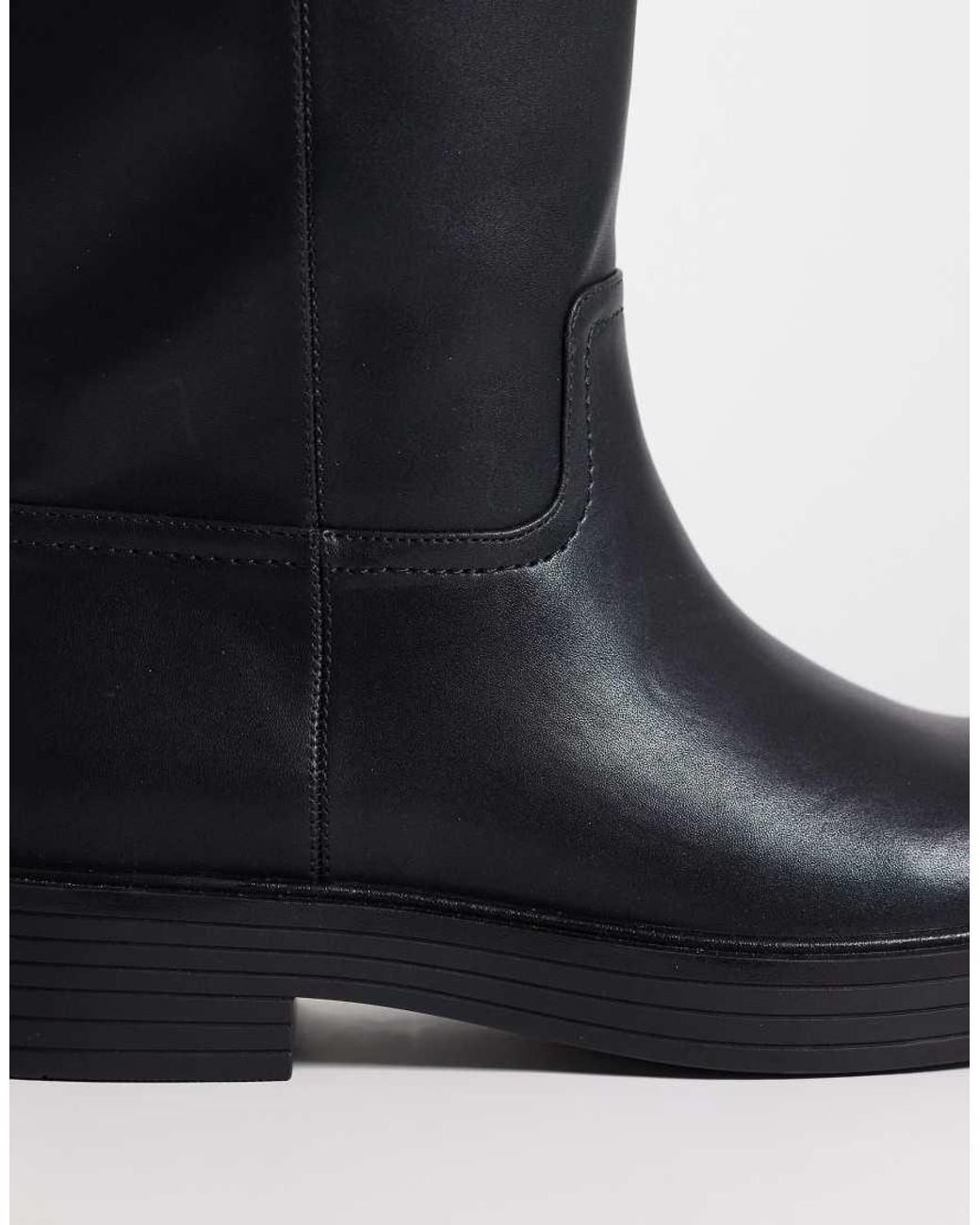 Asos Design Wide Fit Black Cerys Chunky Pull On Riding Knee Boots