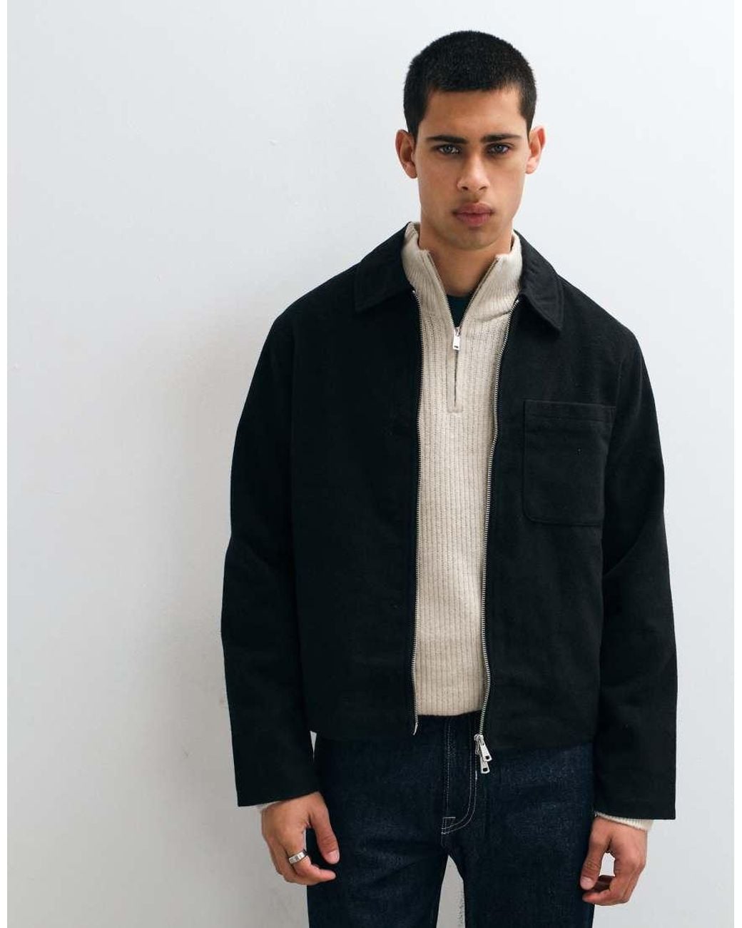 Jack & Jones Blue Double Zip Short Jacket for men